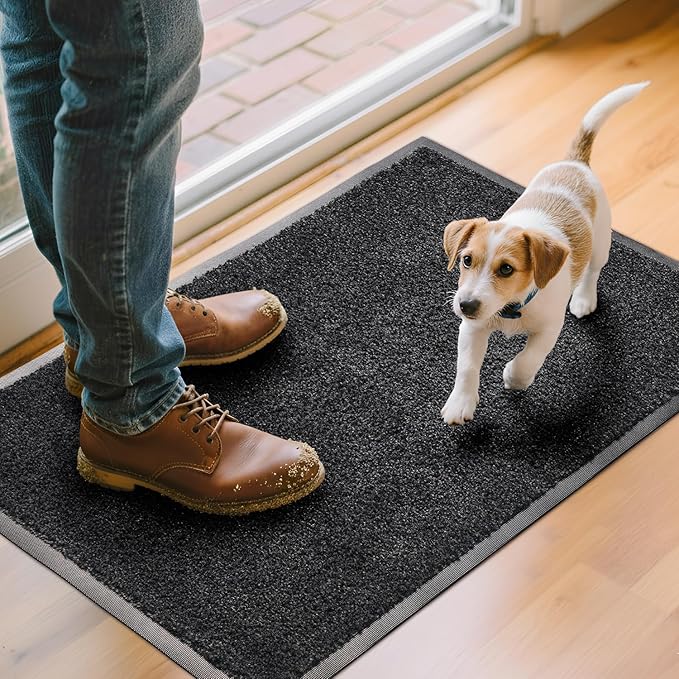 Entry Mat, Upgraded Non-Slip Inside Door Mats for Home Entrance, Ultra-Thin Super Absorbent, Machine Washable Indoor Door Mats for Front Back Door, Shoes, Paws, 1'5" x 2'6"