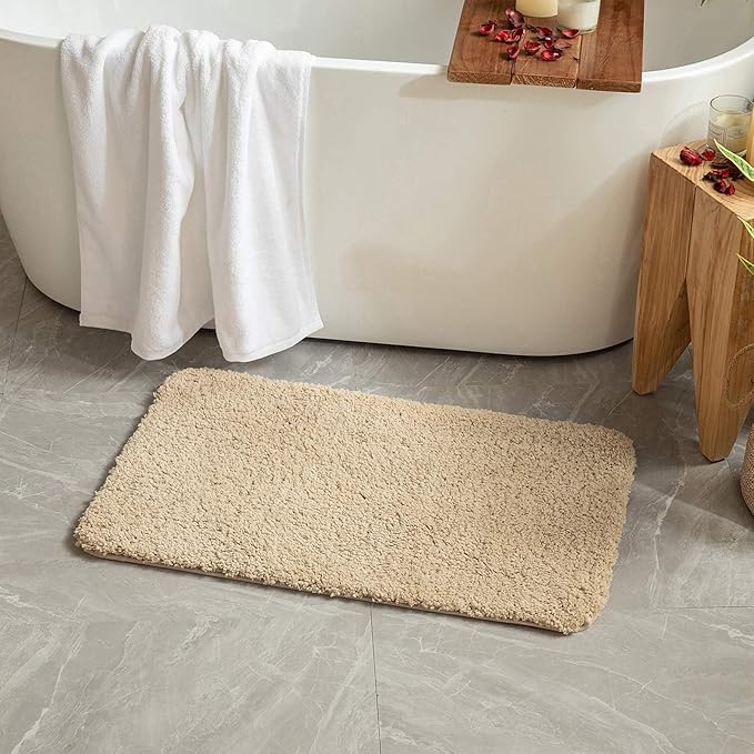 MIULEE Non Slip Bathroom Rug Bath Mats for Bathroom(20x30,Camel) Absorbent Thick Soft Microfiber Bath Rug Machine Washable Plush Carpet for Tub Shower