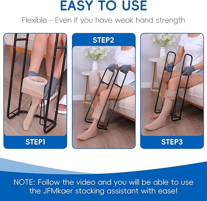 Upgraded Extra-Large Compression Sock Aid Device - Sock Aids for Compression Stocking - Helper Device for Putting on Hosiery - Large Size 2024 Design (Black)