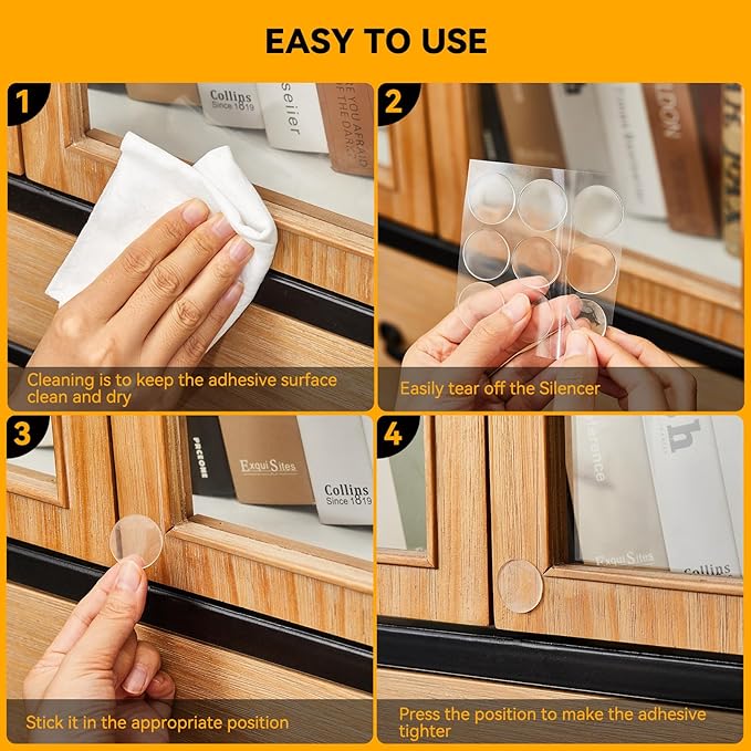 6pcs Wall Bumpers, Clear Wall Protectors, Door Bumpers for Doorknob, Furniture Bumpers,Reducing Noise,Protecting Walls,Using for Entrance Door,Cabinet Door,Fridge Door, Wall Bumper (35*35mm)