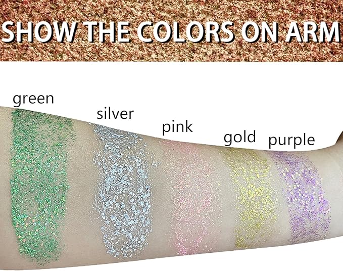 MEICOLY Pink Body Glitter Stick,Pink Face Glitter Sparkly Hair Glitter,Pink Accessories for Spirit Week,Singer Concerts Lover Heart Glitter Makeup,Mermaid Glitter Face Paint,Waterproof