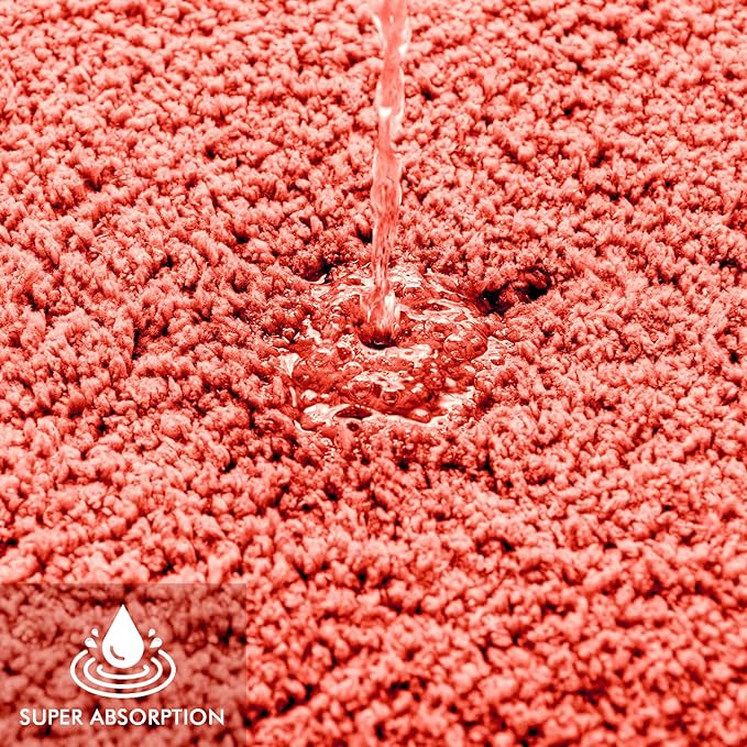 MIULEE Living Coral Absorbent Bathroom Rugs, Soft Large Bath Mats Non-Slip and Quick-Drying for Bathroom Floor Bathtub Showers, Machine Washable Carpet (24 x 36 Inches)