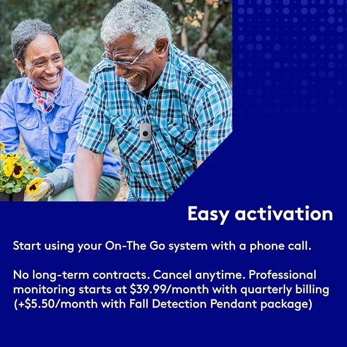 ADT - On-The-Go Mobile Medical Alert System for Seniors - GPS Capabilities, Included Waterproof Wearable Panic Button, 24/7 U.S. Based Monitoring (White Wristband)