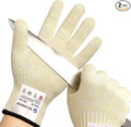 Schwer SlicePro ANSI A9 Cut Resistant Gloves, Food Grade Cutting Glove, Mandoline Gloves for Kitchen, Oyster Shucking, 2 Pairs, M, Beige
