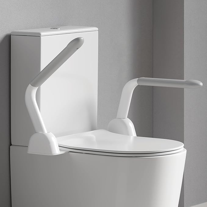 Toilet Safety Rails for Seniors, Super Heavy Duty Handicap Toilet Rails with Foldable Handles, Toilet Safety Frame Rails with Arms for Disabled Pregnant, Toilet Assistance for Elderly