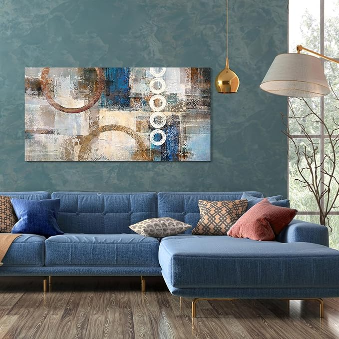 yiijeah Contemporary Wall Art - Geometric Wall Decor Canvas Printed Picture Artwork - 40x20 Inches - Abstract Artfor Living Room Office Bedroom Decoration