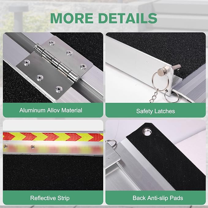 Generic Portable Wheelchair Ramp Aluminum Folding Door Threshold Wheelchair Ramp Threshold Ramp for Home Steps Stairs Entry Threshold Doorways