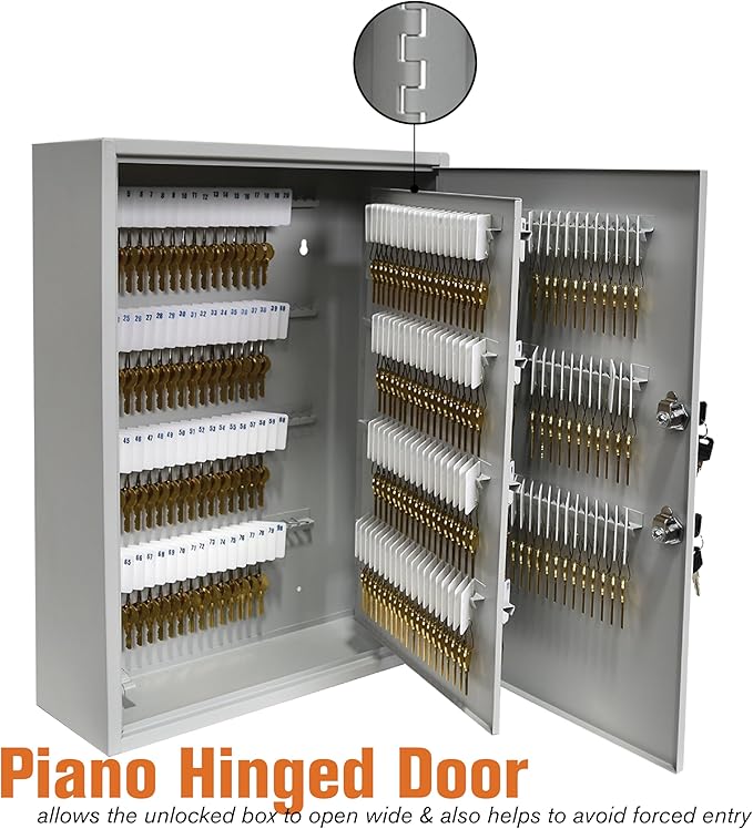 BankSupplies STEELMASTER 320 Key Cabinet - Dual Lock Control Key Box - Welded 22 Gauge Steel Construction - Scratch Resistant - Write-On Key Tags for Easy Identification