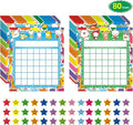 REGELETO 80 Pack Classroom Incentive Chart for 2 Designs with 2400 Pieces Colorful Star Stickers for Students Classroom Teaching or Family Using