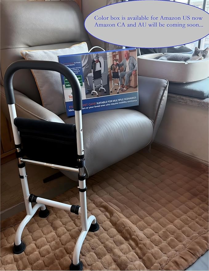 Couch Cane Stand Up Assist Aid for Elderly; Quad Canes for Stability; Aids for Getting Up from Toilet Recliner Chair Bed; Knee Hip Post Surgery Recovery Aid; Height Adjustable to 36''