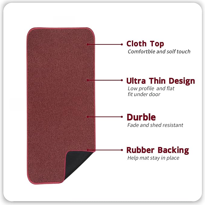 Christmas Bath Mat,Ultra Thin Bathroom Runner Rugs,Large Bath Mats for Bathroom,Quick Dry,Non-Slip,Machine Washable,Low Pile,Bath Rug,Shower Outside,Sink,Home Decor Accessories.Red,（21x47inch）