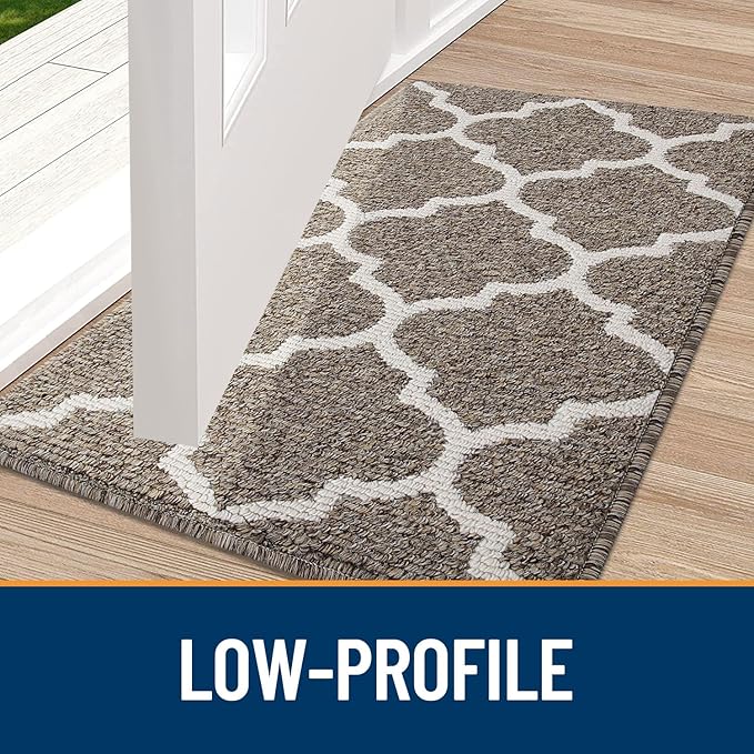 OLANLY Indoor Door Mat, 36x24, Non-Slip Absorbent Resist Dirt Entrance Mat, Washable Low-Profile Inside Floor Doormats for Entryway, Brown