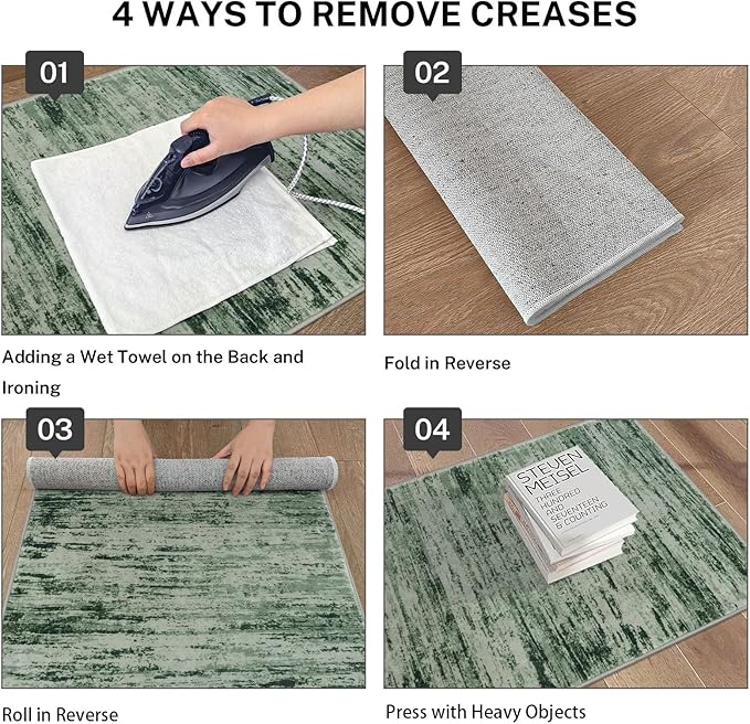 Modern Abstract Entryway Rug Indoor 2x3 Washable Rug Non-Slip Soft Small Area Rug Forest Green Kitchen Mats Thin Print Faux Wool Floor Carpet Throw Rugs for Entrance Bedroom