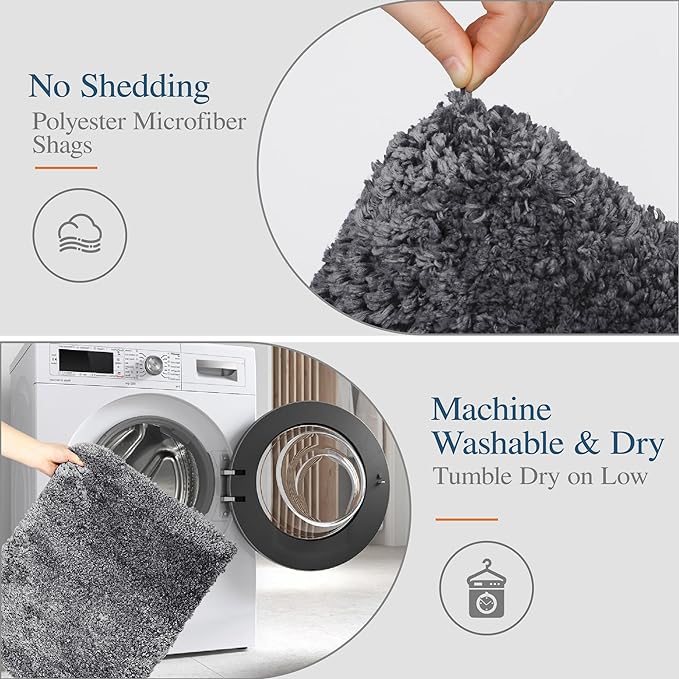 Walensee Large Bathroom Rug (24 x 40, Dark Grey) Extra Soft and Absorbent Shaggy Bath Mat Machine Washable Microfiber Non Slip Luxury Floor Mat