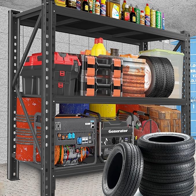 51.2" W Metal Garage Storage Shelves,Heavy Duty Adjustable Steel Organization Shelving,Utility Rack Shelf,47.2" H x 51.2" W x 23.6" D for Basement,Warehouse,Industrial