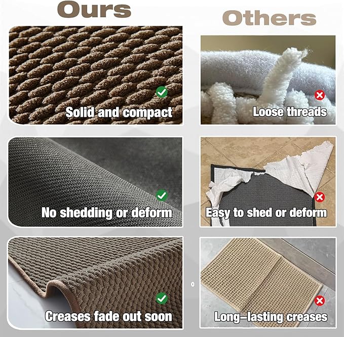 Bathroom Rugs Non Slip Washable, Super Absorbent Thin Bath Mat Small Quick Dry Low Pile Bathroom Rug, Brown 20"x30"