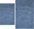 BOANKODU Bathroom Rugs Sets 2 Piece, Extra Soft Chenille Bath Mat Absorbent Bathroom Rug, Bathroom Mat with PVC Non-Slip Bottom, Machine Washable Bath Rugs (32x20 Inch + 24x16 Inch, Deep Blue)