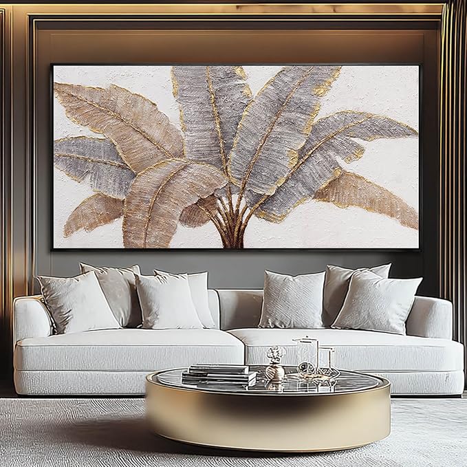 CHUDANHAO Botanical Wall Art Vintage Pictures Wall Decor Grey and Gold Photo Prints Line Wall Hangings 24"x48" Canvas Decorations for Bedroom Office