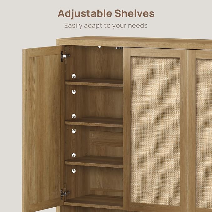 SICOTAS Rattan Shoe Storage Cabinet - Modular Shoe Cabinets with Door Tall Large Shoe Cabinet Storage for Entryway - 65.6" Wide Modular Cabinet for Hallway, Living Room