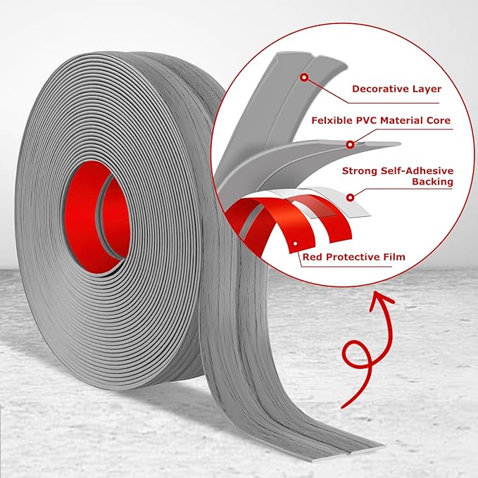 Flexible Wall Corner Protector Moulding Trim Peel and Stick Wall Corner Guards Edge Protector Self Adhesive Molding Trim Strip for Edge Ceiling (Light Gray Wood Grain, 1.6 in x 40 Ft)