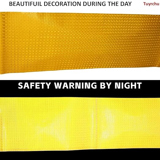 Yellow Reflective Tape 8 inch Wide, Outdoor Waterproof Hazard Conspicuity Safety Warning Industrial Marking Tape (10 feet)