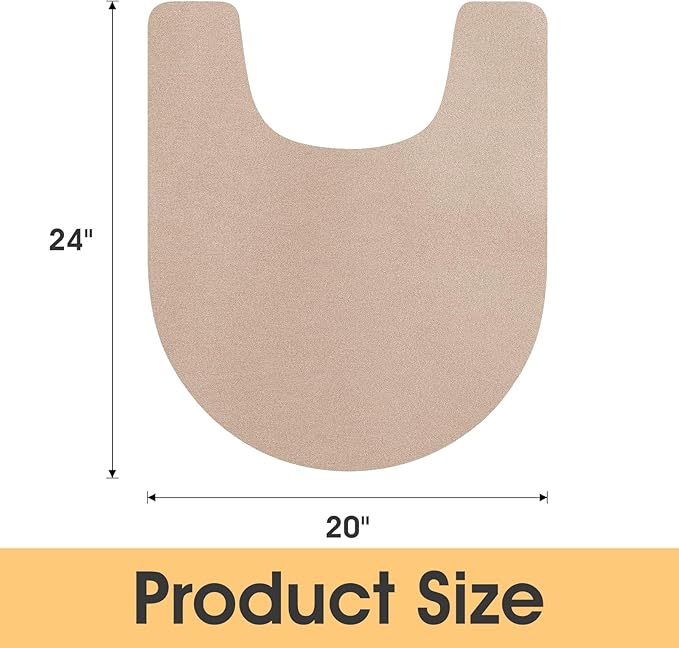 ACCUMTEK Toilet Rugs, Ultra Thin Absorbent Contour Bathroom Rugs for Toilet, Dry Quickly, Machine Washable, Upgrade Backing Non-Slip Bath Mat, Taupe/Solid/U-Shaped 24"x20"