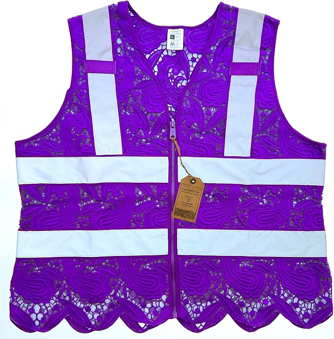 Lace-Mesh Safety Vest for Women & Men - Breathable, High Visibility Vest with Zipper & ANSI Class 2 Reflective Strips