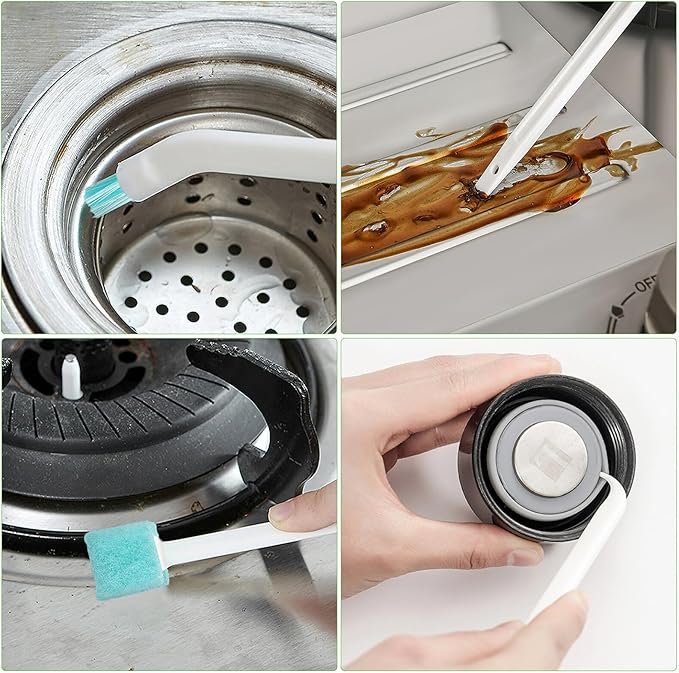 Household Cleaning Brush with Groove Crevice Scrubber and Bottle Cleaner Lightweight with Hanging for Kitchen Bathroom Window Track and Floor Cleaning Tools