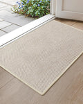 Color&Geometry Extremely White Beige Small Ultra Thin Indoor Door Mat 17"x30", Machine Washable Front Door Mat Non Slip, Low Profile Entrance Mat Indoor, Absorbent Carpet for Inside Use (FOLD)