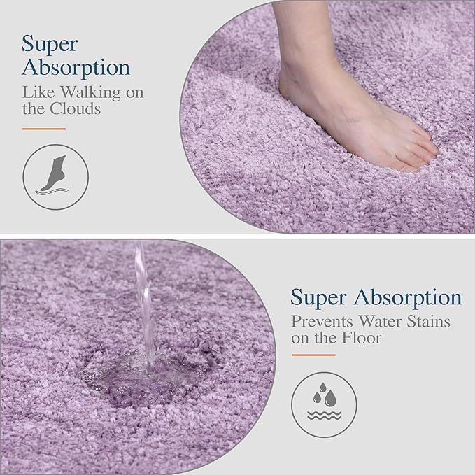 Walensee Large Bathroom Rug (24 x 60, Lavender) Extra Soft and Absorbent Shaggy Bath Mat Machine Washable Microfiber Non Slip Luxury Floor Mat