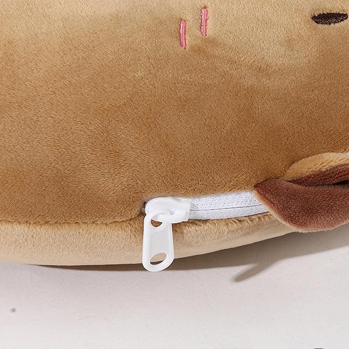 U Shape Travel Pillow - Capybara Plush 2 in 1 | Neck Support Cushion for Children Adults | Airplane Sleeping Pillow for Car Camping Office Road Trip Home | Soft Travel Comfort Accessory