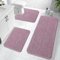 OLANLY Bathroom Rugs Sets 3 Piece, Soft Absorbent Chenille Bath Mats and U-Shaped Contour Toilet Rug, Quick Dry, Home Decor Accessories, Bath Mat Set for Bathroom (47"x20"+24"x16"+24"x20", Deep Plum)