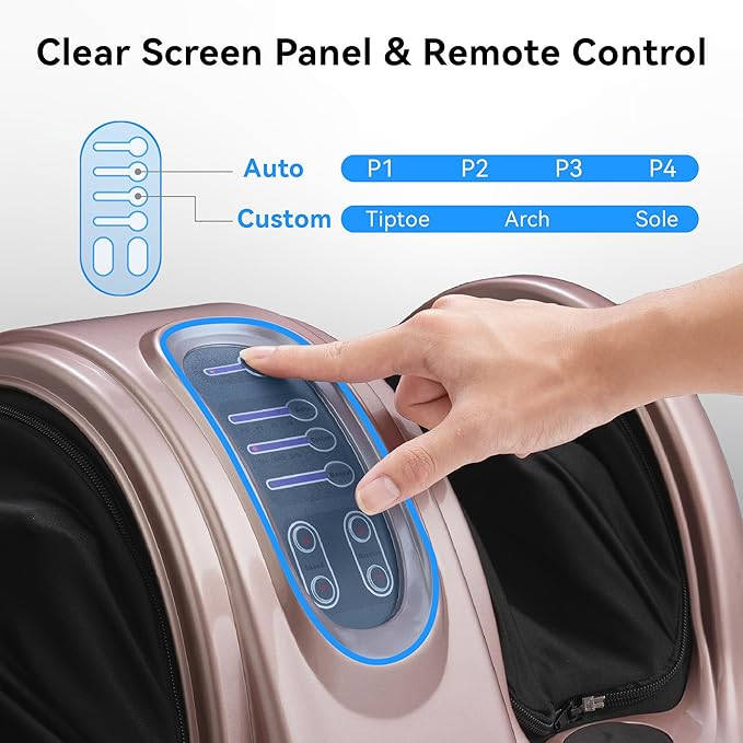 FLEXISPOT Premium Shiatsu Foot Massager with Remote Control – Deep Kneading & Rolling Therapy for Feet, Ankles, Calves, and Legs – Pain Relief & Circulation Booster for Home and Office (Rose Gold)
