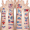 4th of July Temporary Tattoos - 80 Pcs Independence Day American Flag Red White and Blue Tattoos for Kids,Memorial Day,Labor Day,Fourth of July Party Decorations and USA Party Favors 10 Sheets