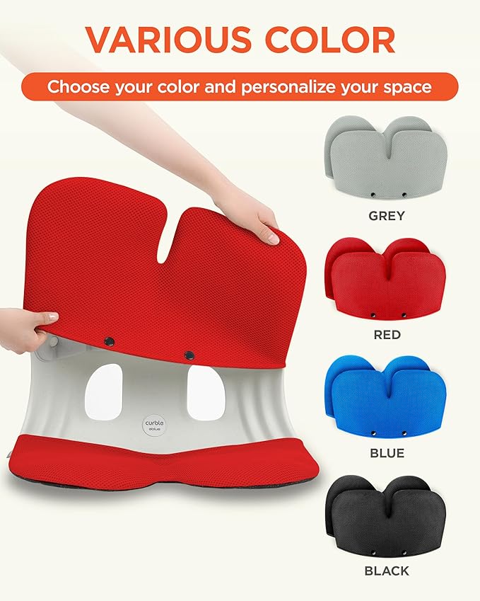 curble Grand Cover, Detachable Cover for Adult Chair, Ergonomic Chair Back Support and Lumbar Support (Red)