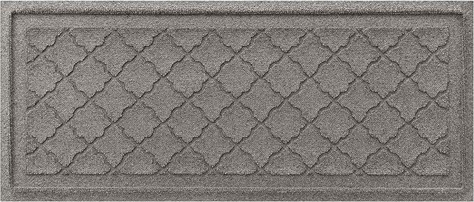 WaterHog Indoor Outdoor Boot Tray Mat – Skid-Resistant Entry Rug for Front Door, Mudroom, Porch, Patio, Garage, All Weather Floor Protector, Made in USA, Cordova Pattern, Medium Grey, 15 x 36 Inches