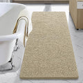 LOCHAS Luxury Bathroom Rug Shaggy Bath Mat 24 x 54 Inch, Washable Non Slip Bath Rugs for Bathroom Shower, Soft Plush Chenille Absorbent Carpets Mats, Beige