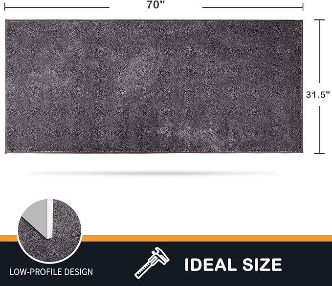 PURRUGS Dirt Trapping Door Mat 31.5" x 70", Non-Slip Machine Washable Entry Rug, Shoe Scraper, Dog Doormat, Super Absorbent Welcome Mat for Front & Back Door, Muddy Shoes & Paws, Light Grey-Dark Grey