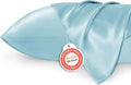 Bedsure Satin Pillowcase 2 Pack Similar to Silk Pillow Cases Standard Size, Pillow Case for Sleeping Women with Envelope Closure, Gifts for Women Men, Aqua, 20x26 Inches, 2pcs