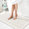 OLANLY Thick Bathroom Rugs 44x24, Extra Soft Absorbent Chenille Striped Bath Rugs, Rubber Backing, Machine Wash Dry, Bath Mats for Bathroom Floor, Tub and Shower, Home Decor Accessories, Ivory