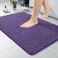 LOCHAS Luxury Bathroom Rug Shaggy Bath Mat 24 x 36 Inch, Washable Non Slip Bath Rugs for Bathroom Shower, Soft Plush Chenille Absorbent Carpets Mats, Dark Purple