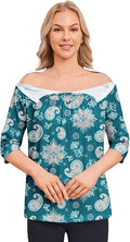 Deyeek Post Shoulder Surgery Shirt for Women Chemo Tear Away Shirt Snap Button 3/4 Sleeve Recovery Adaptive Clothing