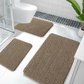 OLANLY Bathroom Rugs Sets 3 Piece, Soft Absorbent Chenille Bath Mats and U-Shaped Contour Toilet Rug, Quick Dry, Home Decor Accessories, Bath Mat Set for Bathroom (36"x24"+24"x16"+24"x20", Tan)