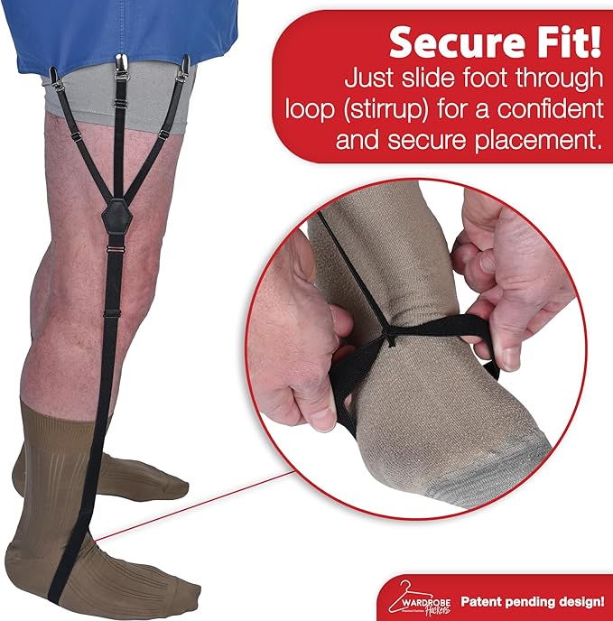 Shirt Stays for Men - Elastic Black Garters for Men and Women - Extendable Shirt Keepers