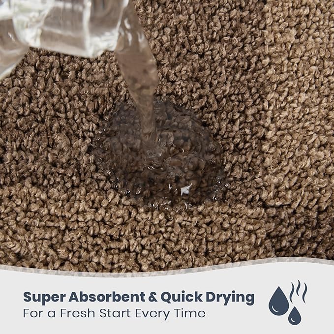 PURRUGS Bathroom Rug Non-Slip Machine Washable 20" x 30", Super Absorbent and Quick-Dry Bath Mat, Extra Soft and Plush Bath Rug for Shower, Bathtub and Sink, Grayish Brown & Coffee