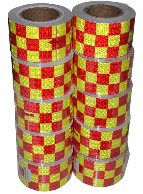 Reflective Tape 3 inch X 66 feet X 10 Rolls, Outdoor Waterproof Hazard Conspicuity Safety Warning Industrial Marking Tape