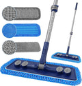 Microfiber Mops for Floor Cleaning - 3 Thickened Washable Pads - Floor Dusters for Hardwood with 55” Adjustable Handle - Wet Dry Dust Mop for Pet Hairs Walls Tile Wood Laminate Home Kitchen