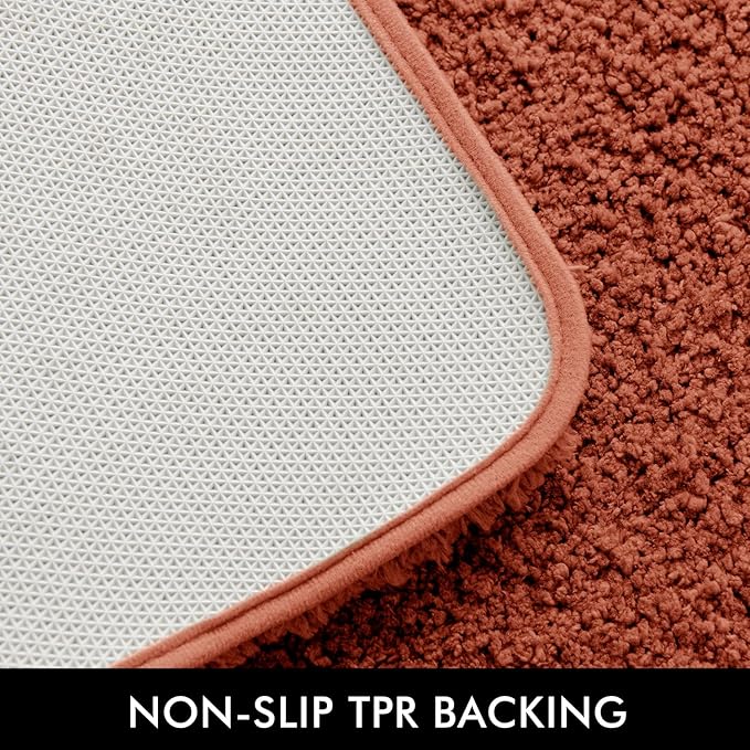 MIULEE Rust Bathroom Rugs Non Slip Bath Mat 24'' x 48'' Shaggy Soft Bath Rug Plush Microfiber Absorbent Water for Shower Tub Machine Washable (24x48 Inches)