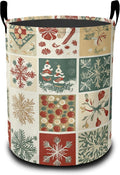 Christmas Laundry Basket-Large Foldable Hamper Holder Portable Tall Collapsible Laundry Hamper Storage Basket Bin with Handles, Canvas & Waterproof lining for Household Items