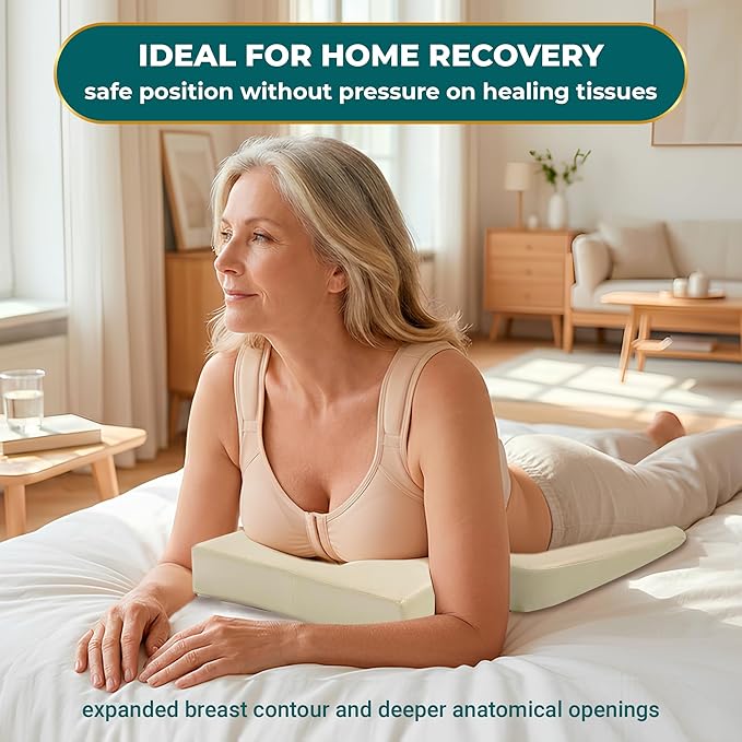 EASY SPA Medical Breast Pillow for Larger Bust Sizes(AA-C+) - Wedge Cushion for Post-Surgery, Mastectomy Aid Prone Therapy Cushion for Breast Surgery Recovery
